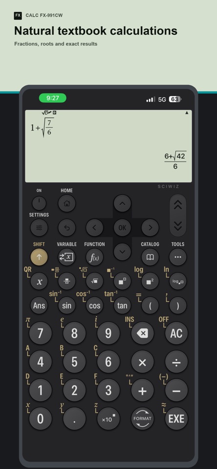 Natural textbook-style calculation display